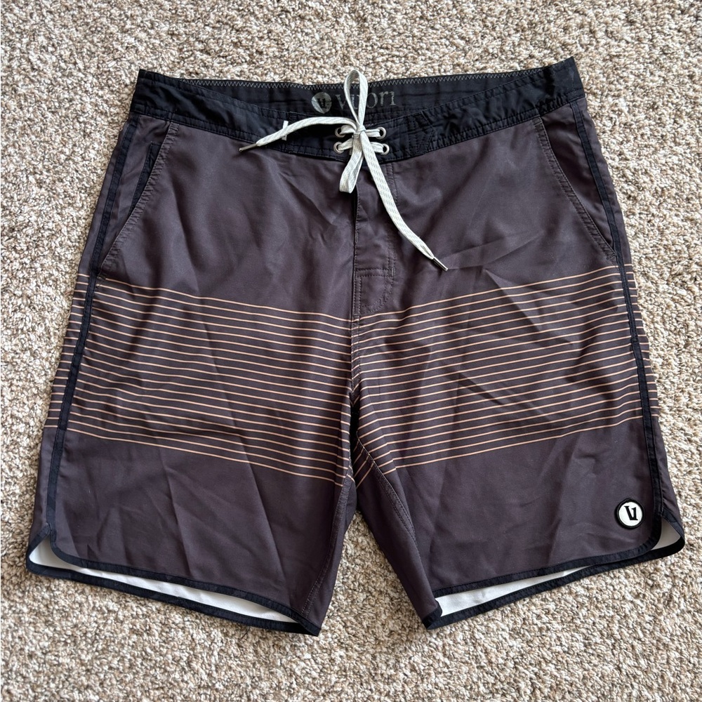 Vuori Men's Charcoal and Tan Board Shorts